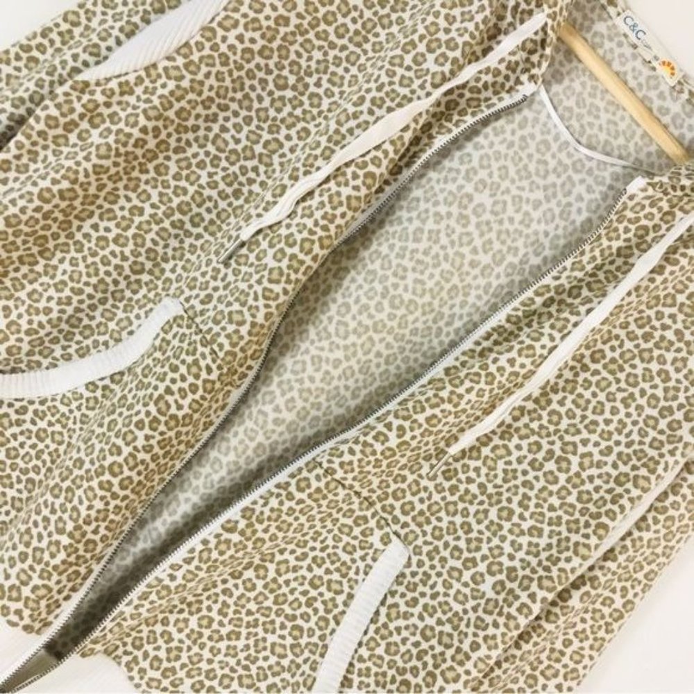 C&C California Leopard Print Zip Front Hooded Swe… - image 7